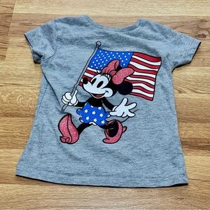 Disney Minnie Mouse Girls' Gray Graphic Tee -American Flag, Size 3T